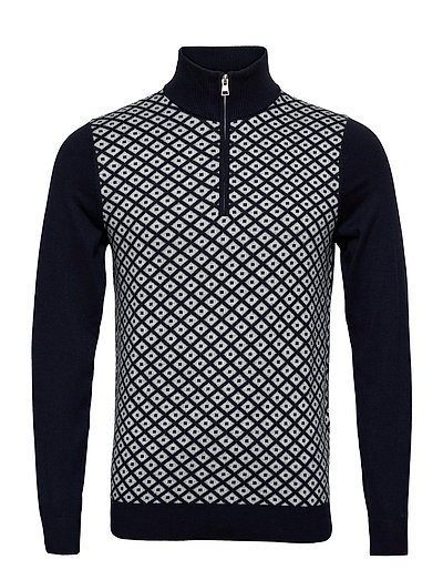 D1. Micro Tile Halfzip Knitwear Half Zip Jumpers Blau GANT