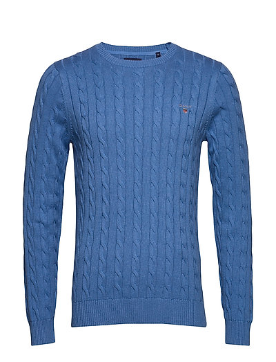 Cotton Cable Crew Strickpullover Rundhals Blau GANT