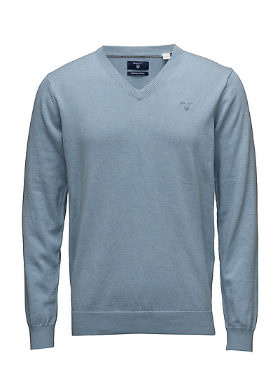 Light Weight Cotton V-Neck Strickpullover V-Ausschnitt Blau GANT