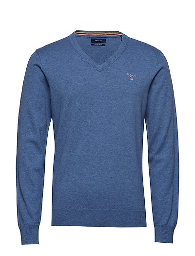 Cotton Wool V-Neck Strickpullover V-Ausschnitt Blau GANT