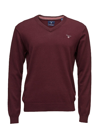 Cotton Wool V-Neck Strickpullover V-Ausschnitt Rot GANT