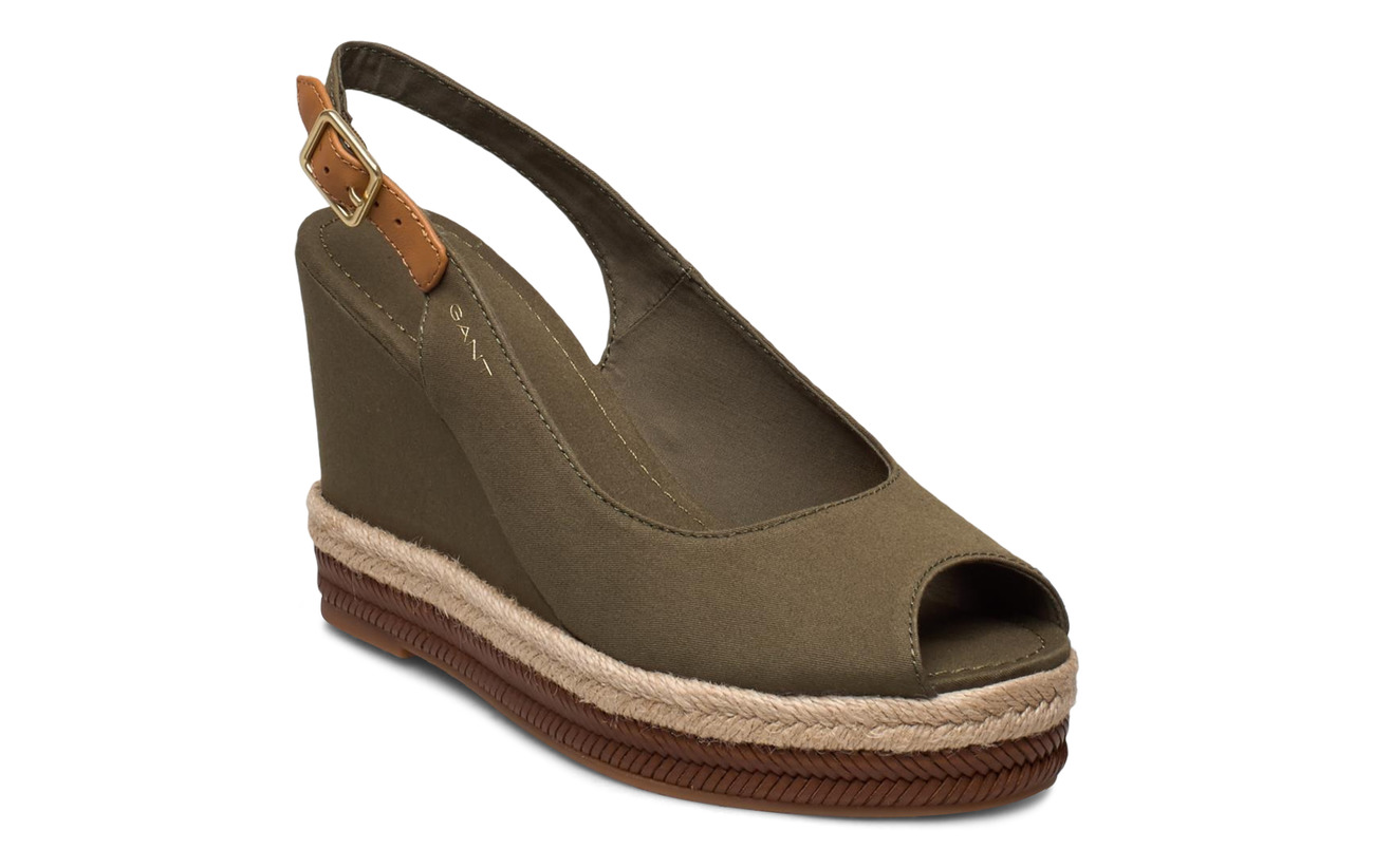 khaki green wedge sandals
