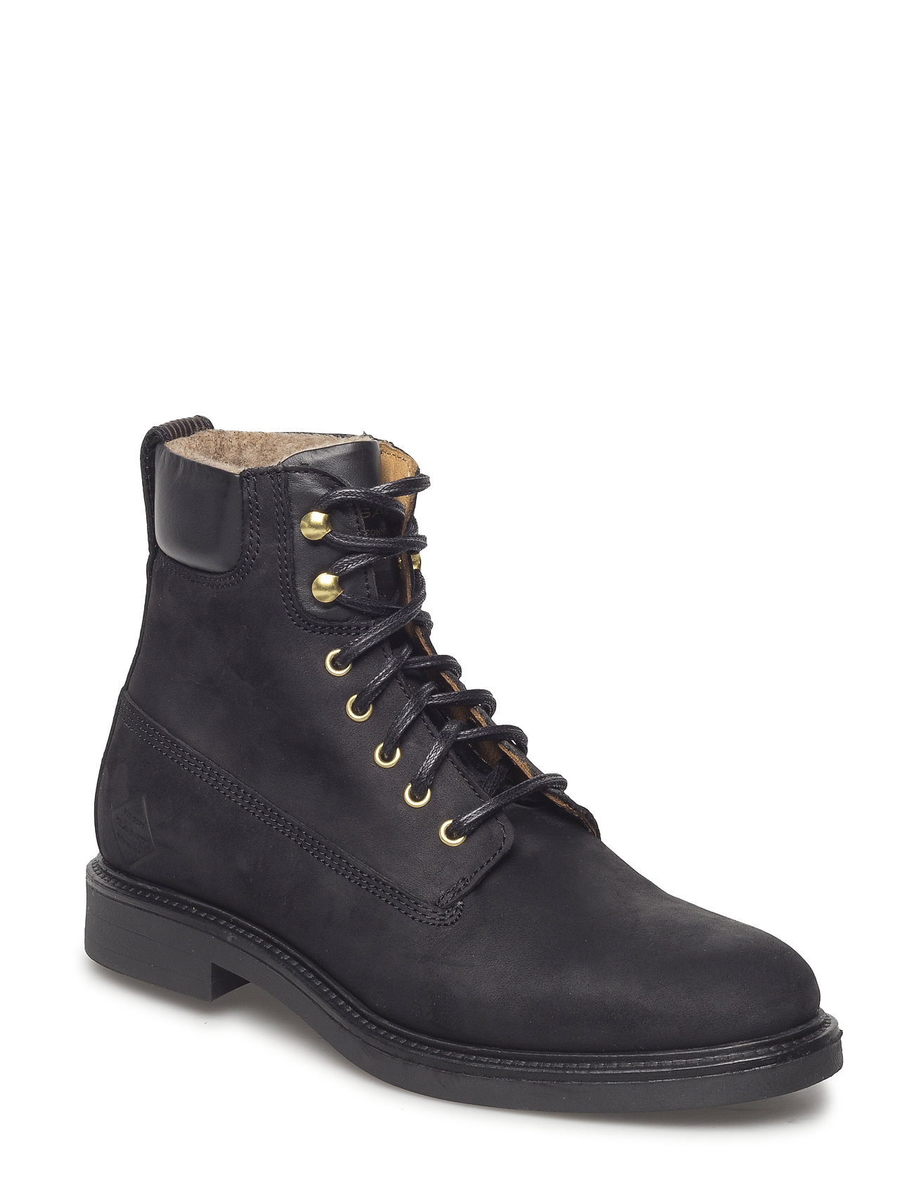 Ashley Mid Lace Boot Gevoerde Enkellaars Lage Hak Zwart Gant gant kopen in de aanbieding