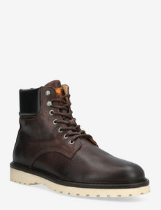 Roden Mid Lace Boot - laced boots - dk brown/black