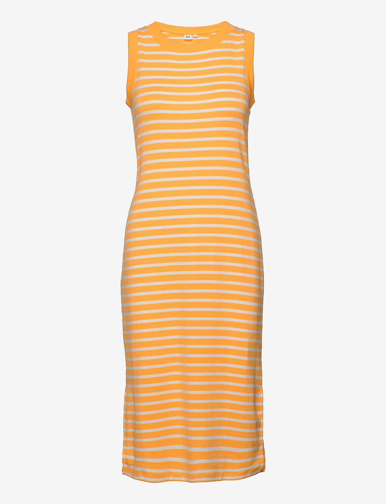 yellow stripe midi dress