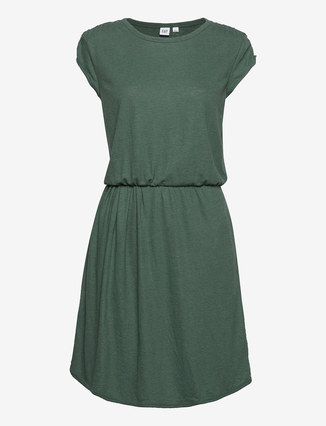 Short Sleeve Pleated Waist Dress (Olive 005) (471.75 kr Oliv Grön Kort Klänning Korta Klänningar