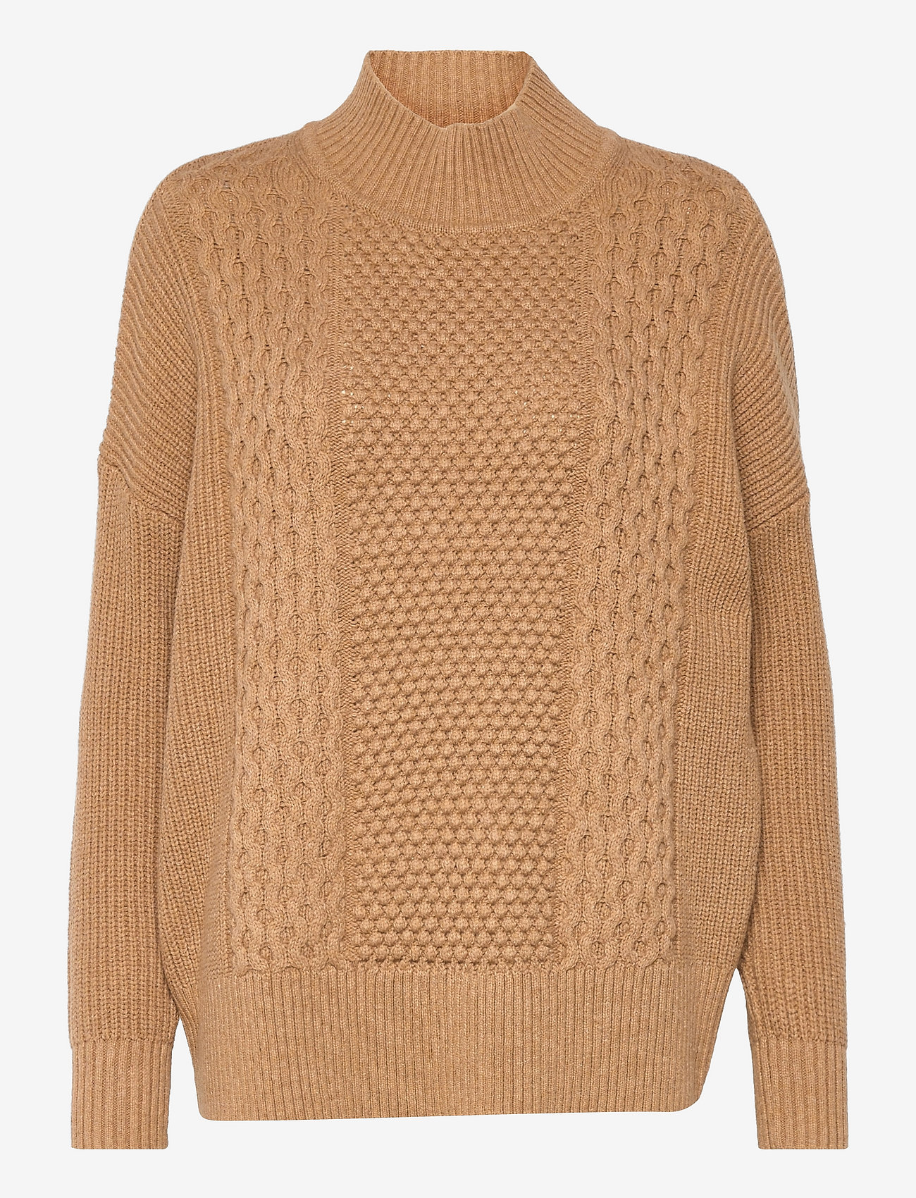 mock neck camel sweater