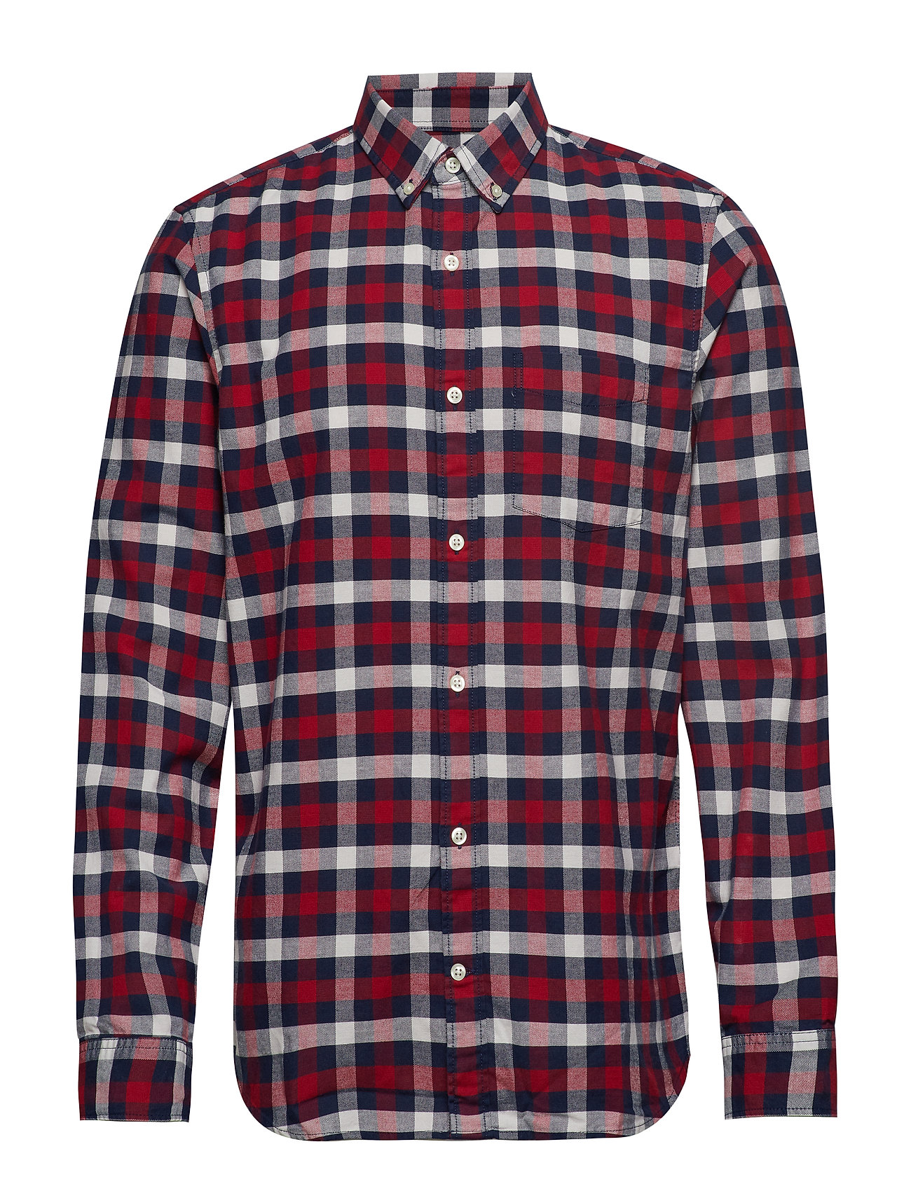 GAP Lived-In Stretch Oxford Shirt Skjorta Casual Röd [Color: RED/WHITE/BLUE PLAID ][Sex: Men ][Sizes: XS,S ]