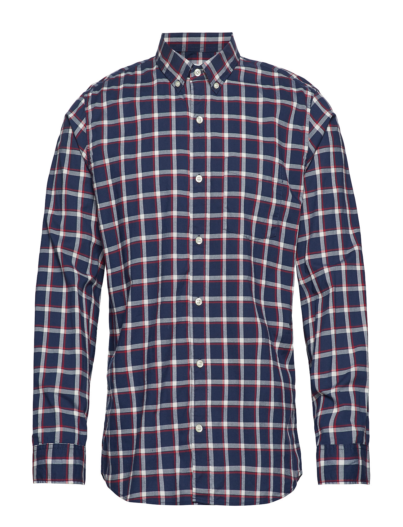 GAP Lived-In Stretch Poplin Shirt Skjorta Casual Blå [Color: NAVY WINPANE ][Sex: Men ][Sizes: S ]