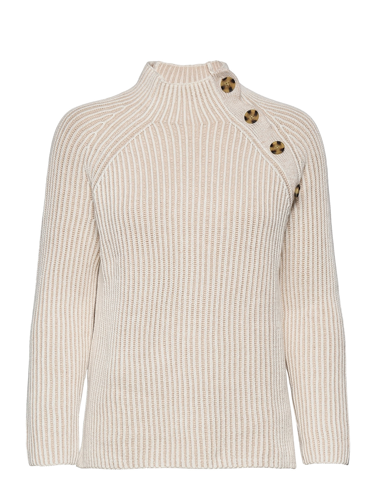 Asymmetrical Button Mockneck Raglan 