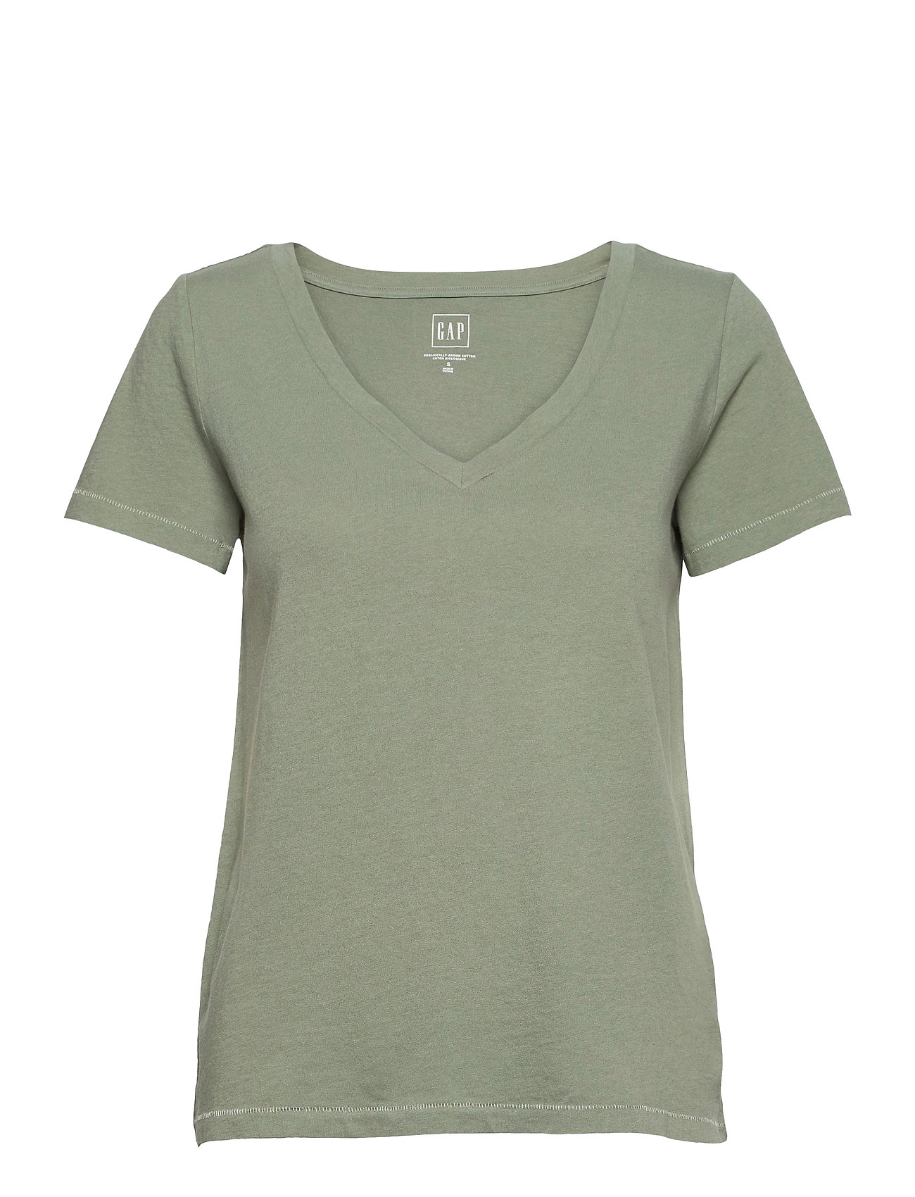 100% Organic Cotton Vintage V-Neck T-Shirt T-shirts & Tops Short-sleeved Grön GAP