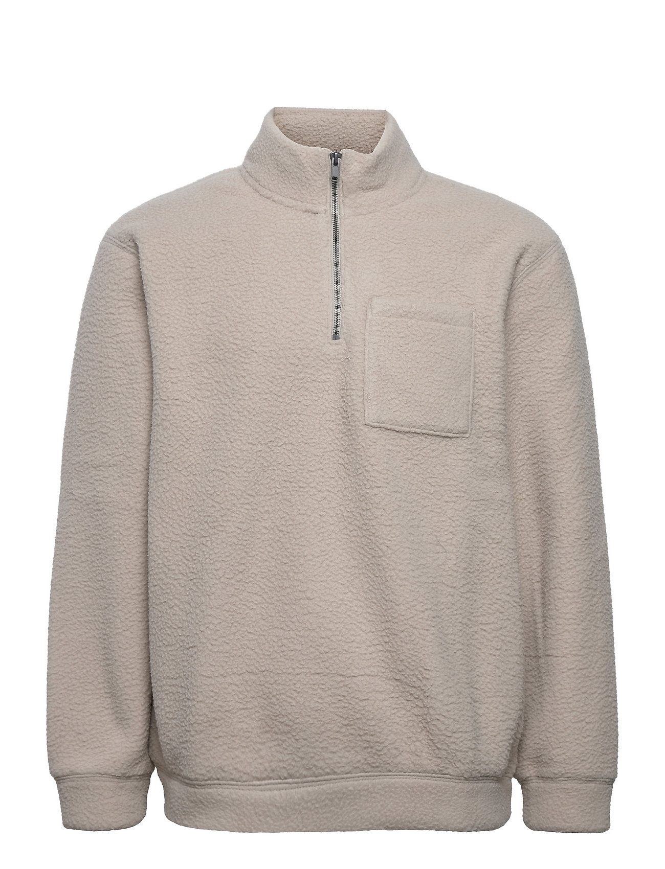 GAP 100 Recycled Polyester Sherpa Half-Zip Sweatshirt Beige GAP