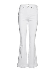 white high rise flare jeans