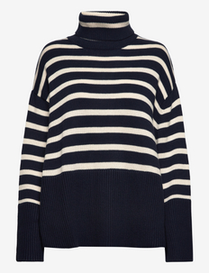 Oversized Turtleneck Sweater - coltruien - navy stripe