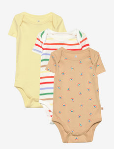 Baby Print Short Sleeve Bodysuit (3-Pack) - bodies à manches courtes - new off white