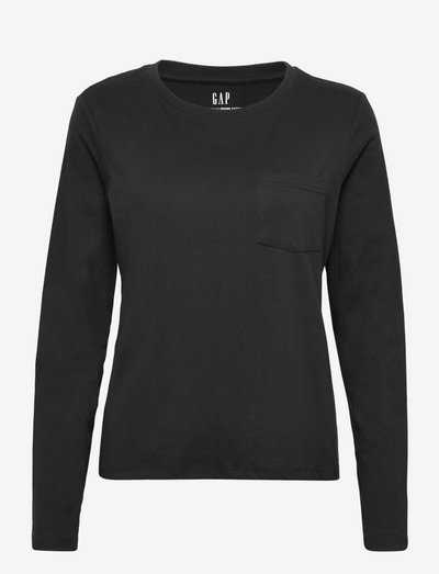 100% Organic Cotton Vintage Long Sleeve Pocket T-Shirt - topy z długimi rękawami - black