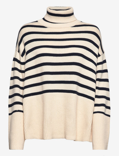 Oversized Turtleneck Sweater - rullekraver - new off white stripe