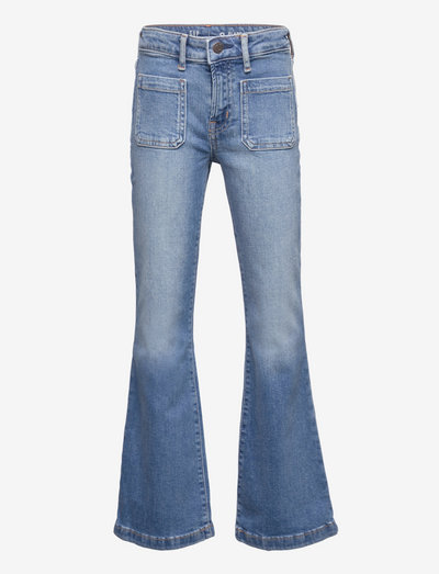 Kids High Rise Flare Jeans with Washwell - farkut - medium wash