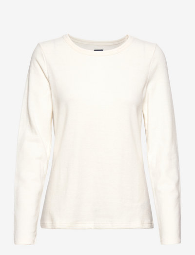 Jersey Knit Crewneck Long Sleeve T-Shirt - pullover - ivory frost