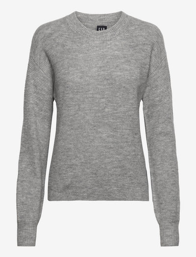 Waffle Crewneck Sweater - pullover - heather grey
