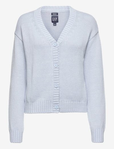 Cotton-Linen Button-Front Cardigan - cardigans - ice blue 740