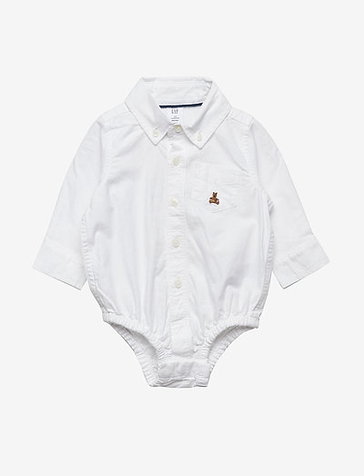 Baby Oxford Button-Up Bodysuit - long-sleeved - white