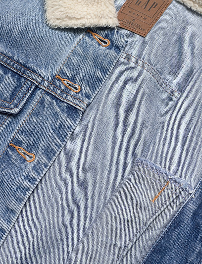 GAP Dolman Denim Sherpa Icon Jacket 