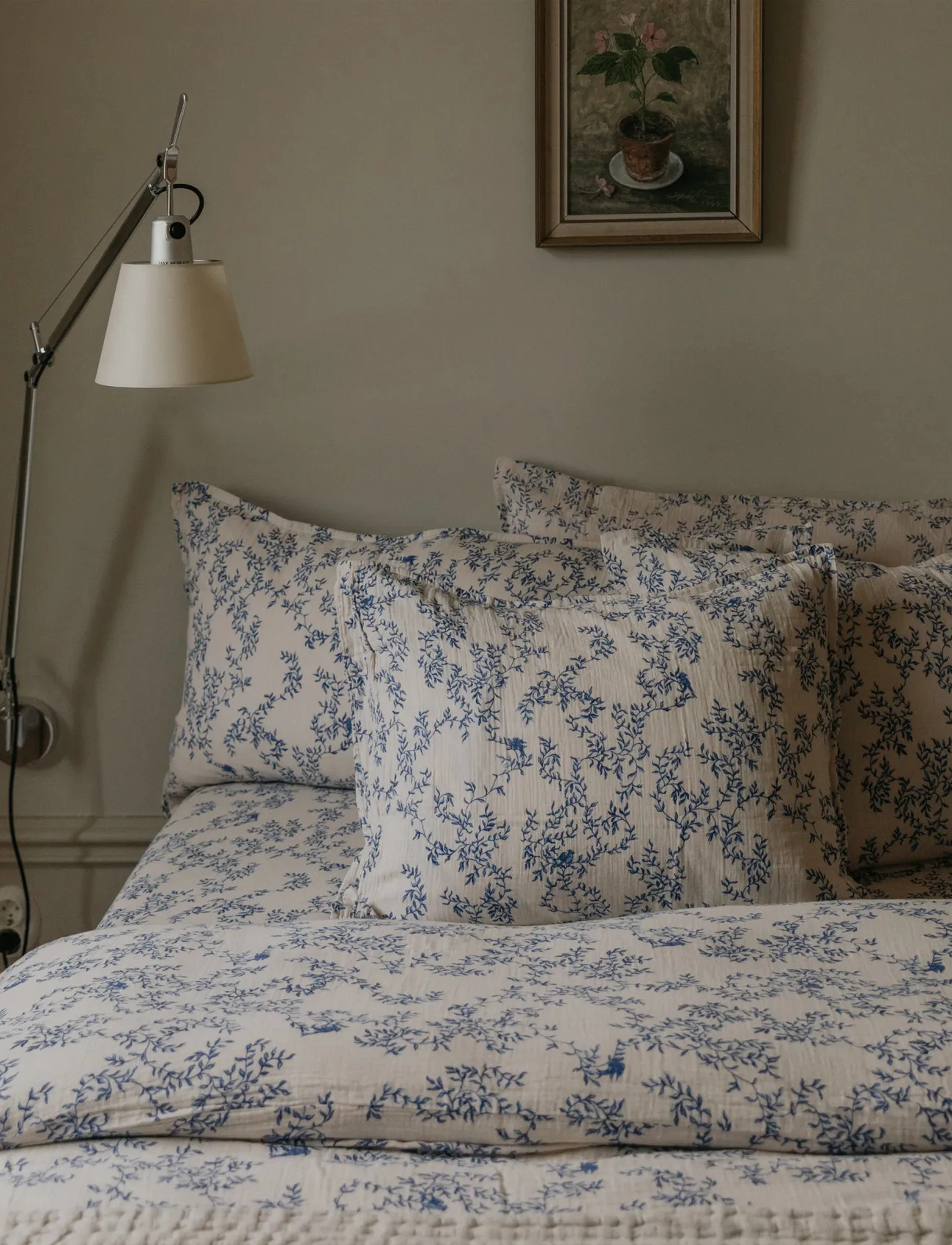 Garbo&Friends Muslin Bed Set Baby, 70X80/ 28X35 cm, Blueberry, 70X100/40X45 cm, Cream, Søvntid > Sengesæt, Børn
