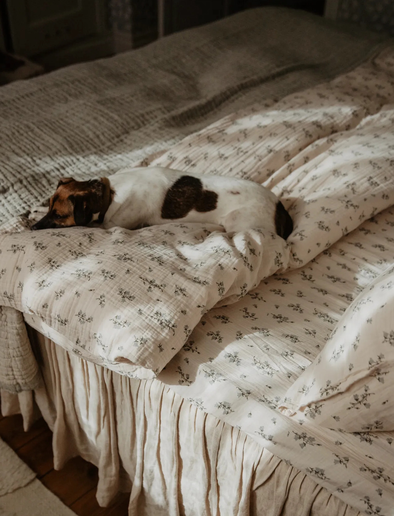 Garbo&Friends Muslin Fitted Sheet Junior, 60X120X20 cm, Jardim, 180X200X30 cm, Cream, Søvntid > Sengelinned, Børn
