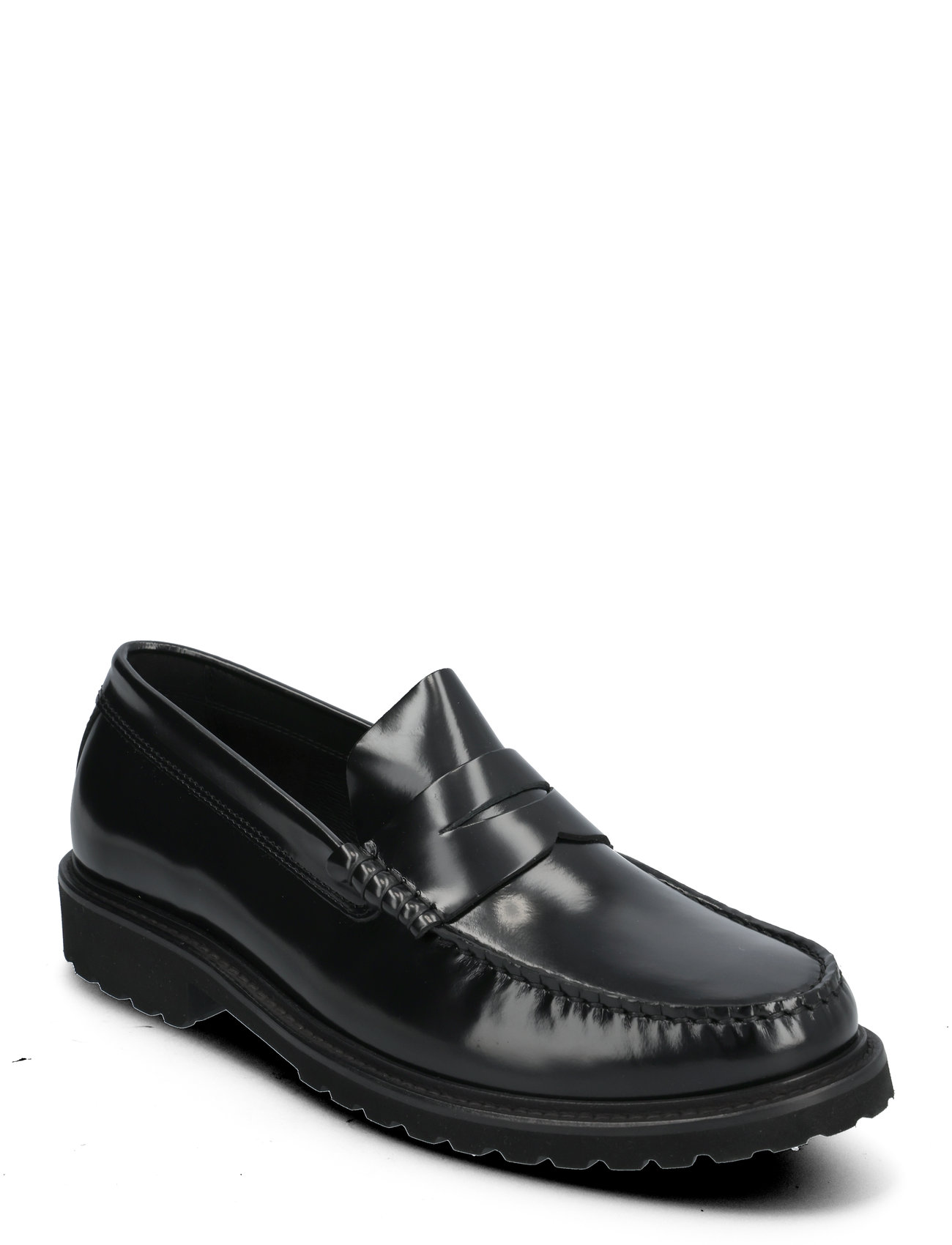 Penny Loafer - Black Polido Leather Loafers Låga Skor Black Garment Project