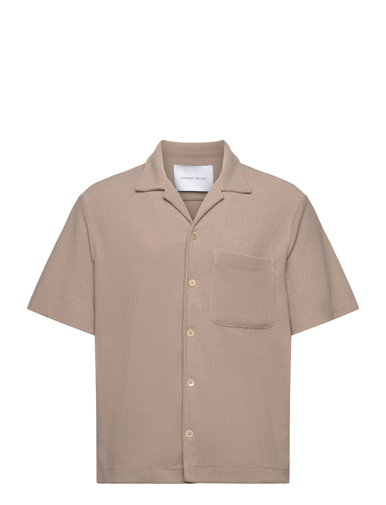 GARMENT PROJECT Camp Collar Shirt - Earth Knit Beige - M - Herren