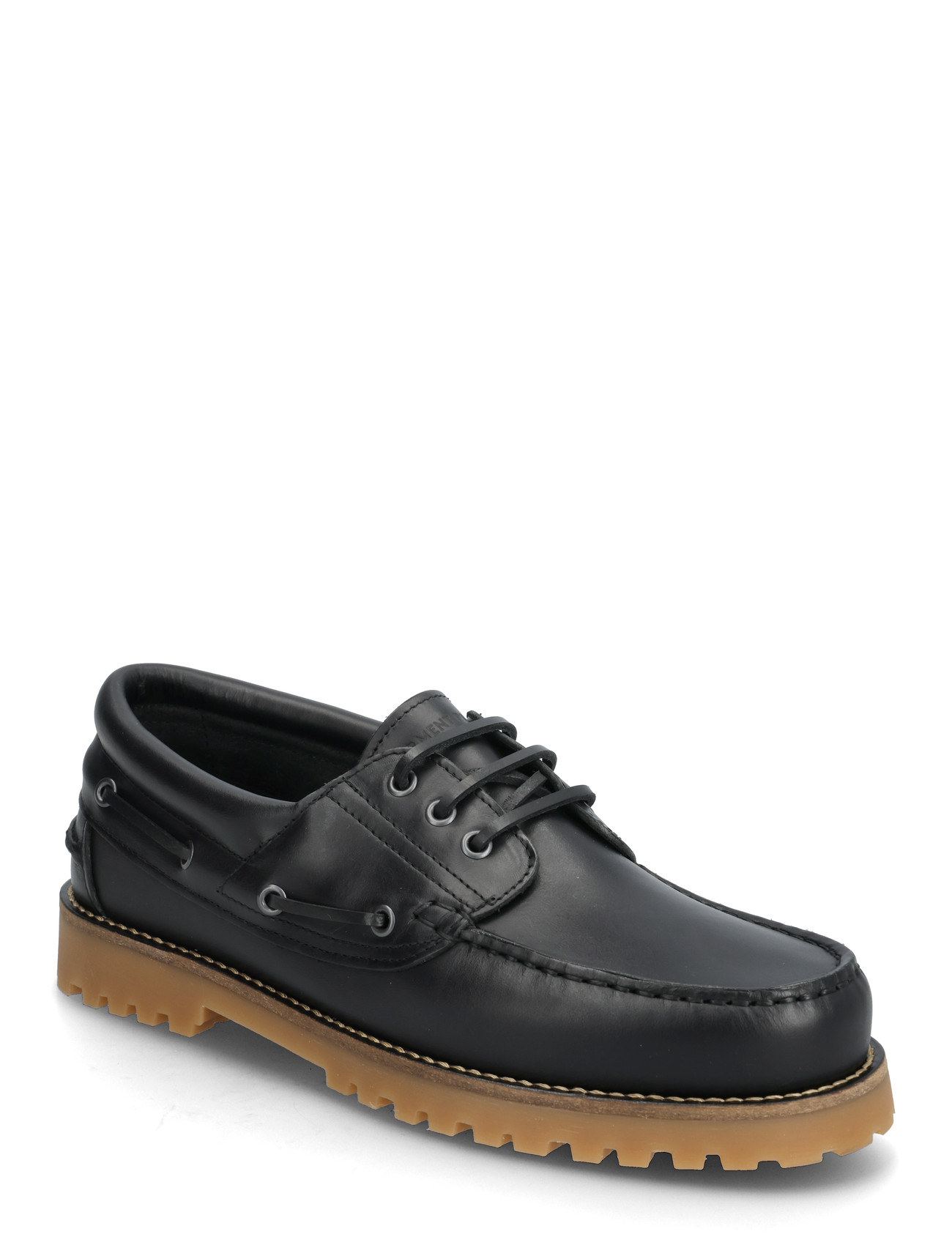 Garment Project Ollie Boat Shoe - Black/Gum Leather, 46, Black, Sko > Bådsko, Herre