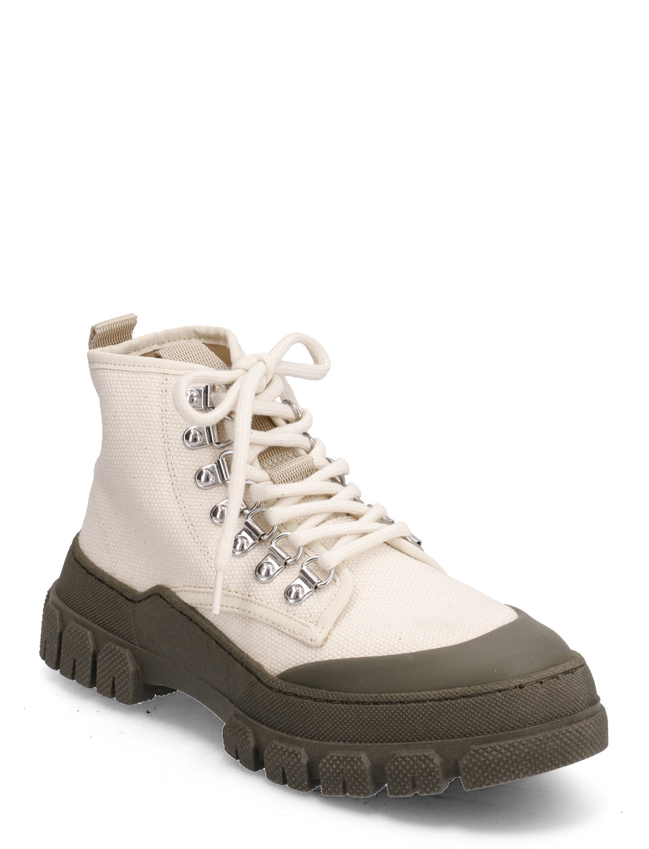 Twig High - Off White / Army Shoes Boots Ankle Boots Laced Boots White Garment Project