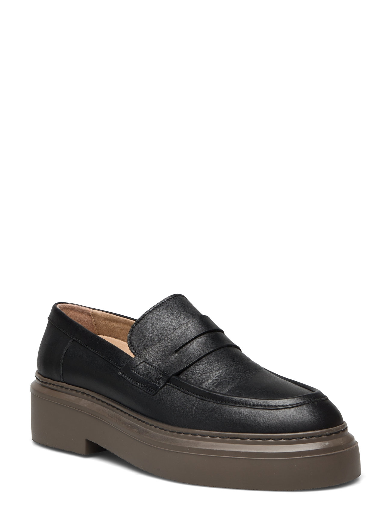 Garment Project June Loafer - Black Leather / Brown Sole Loafers Flade Sko Sort Project*Betinget Tilbud