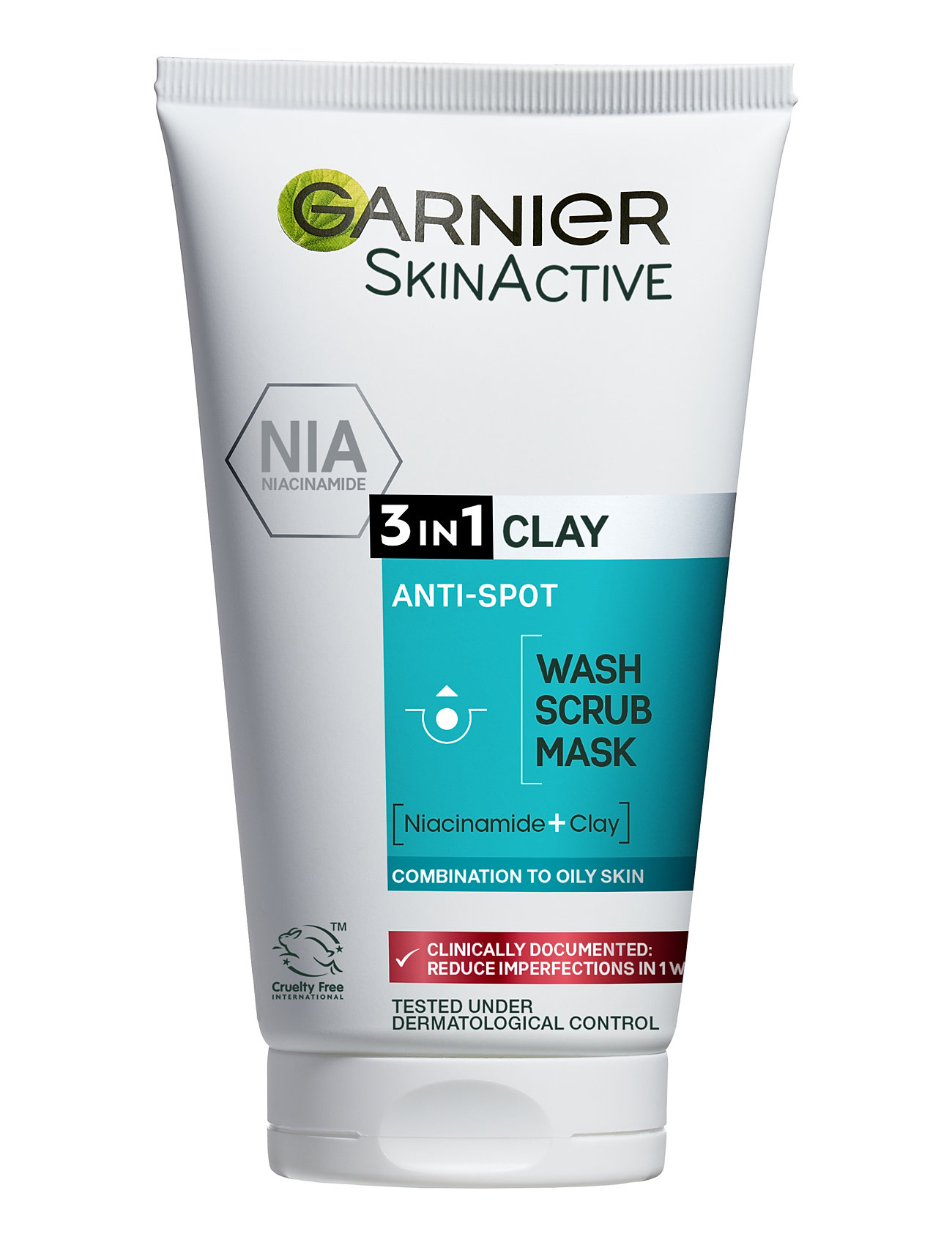 Garnier Skinactive Pureactive 3-In-1 Clay 150 Ml Ansiktstvätt Sminkborttagning Cleanser Nude Garnier