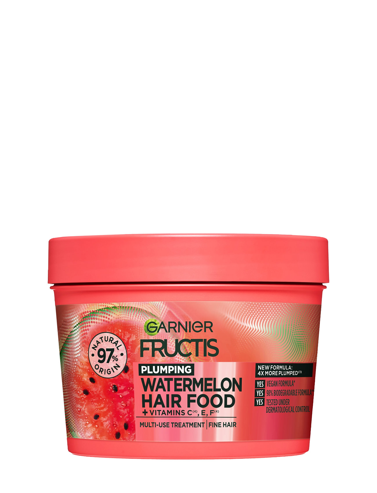 Garnier, Fructis, Hair Food, Watermelon, Plumping Hair Mask For Fine Hair, 400 Ml Hårkur Nude Garnier