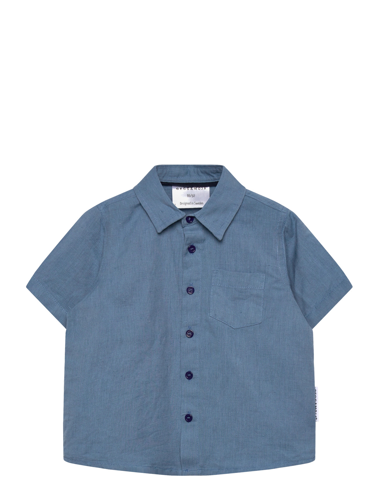 Geggamoja Linen Shirt Mint, 134/140, Blue, Skjorter > Kortærmede Shirts, Herre