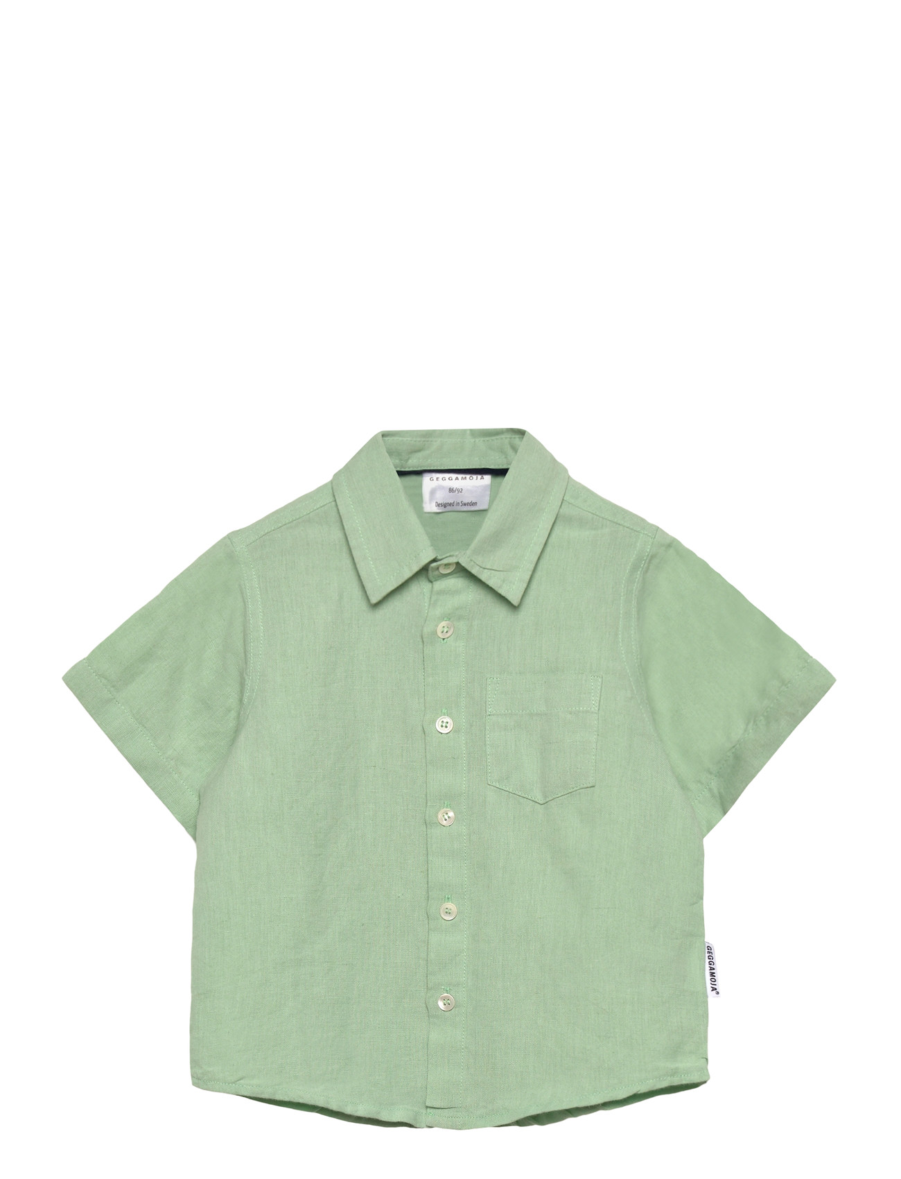 Geggamoja Linen Shirt Mint, 98/104, Green, Skjorter > Kortærmede Shirts, Herre