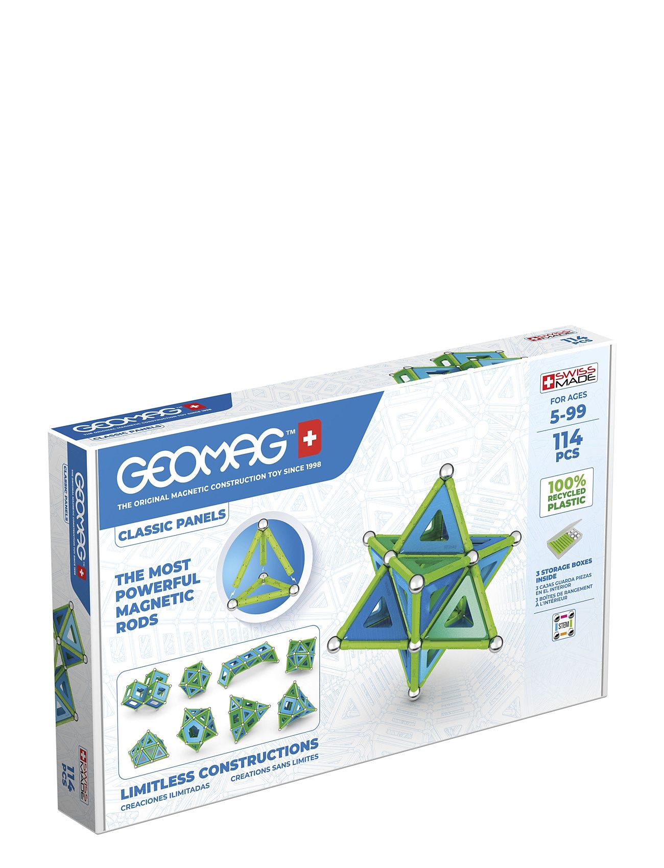 Geomag Classic Panels Recycled 114 Pcs Toys Building Sets & Blocks Building Sets Multi/patterned Geomag