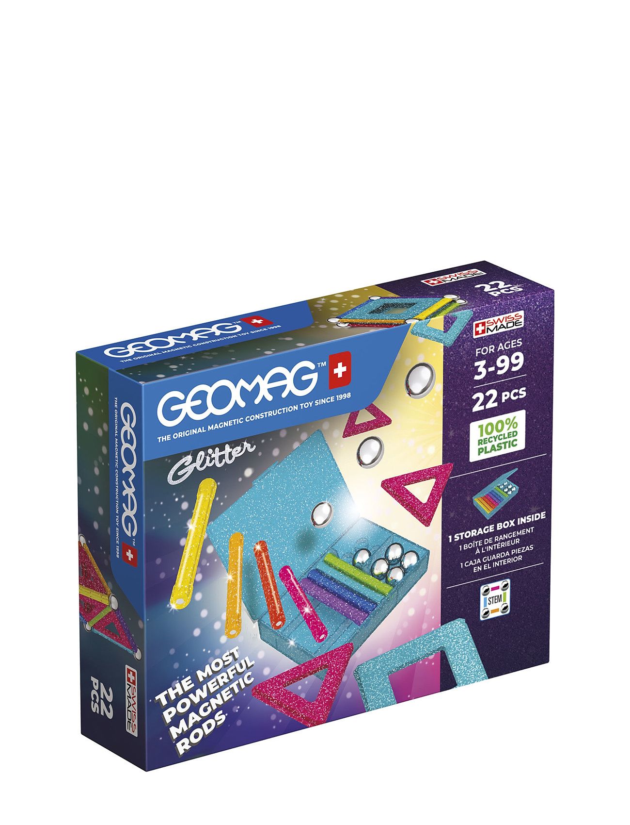 Geomag Glitter Panels Recycled 22 Pcs Toys Building Sets & Blocks Building Sets Multi/patterned Geomag