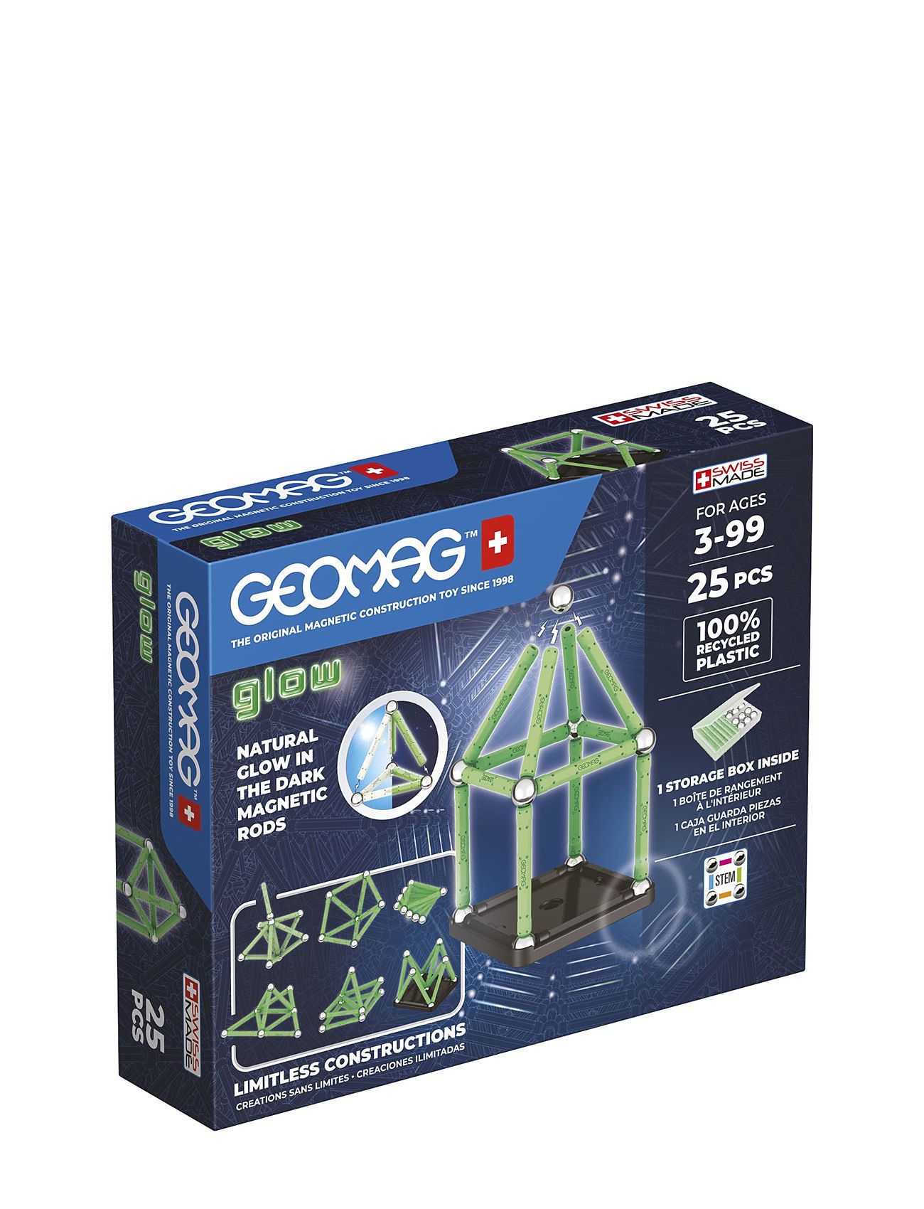 Geomag Glow Recycled 25 Pcs Toys Building Sets & Blocks Building Sets Multi/patterned Geomag