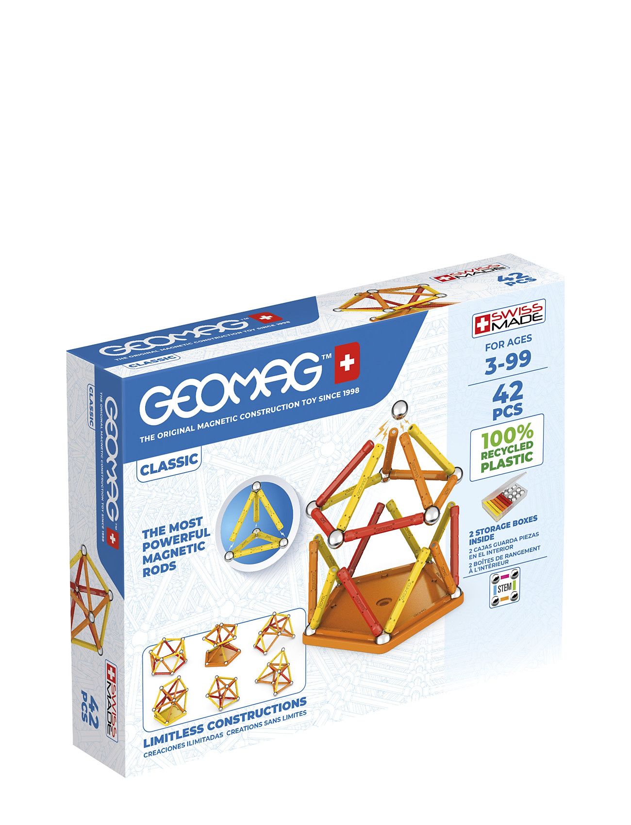 Geomag Classic Recycled 42 Pcs Toys Experiments And Science Multi/patterned Geomag