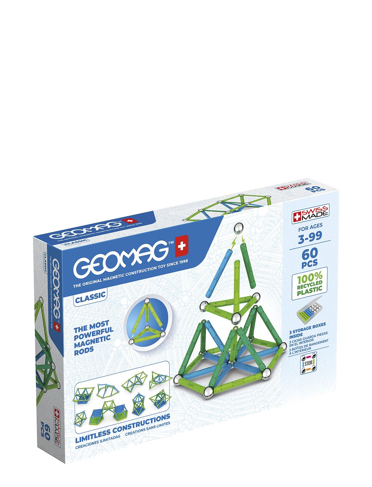 Geomag Classic Recycled 60 Pcs Toys Experiments And Science Multi/patterned Geomag