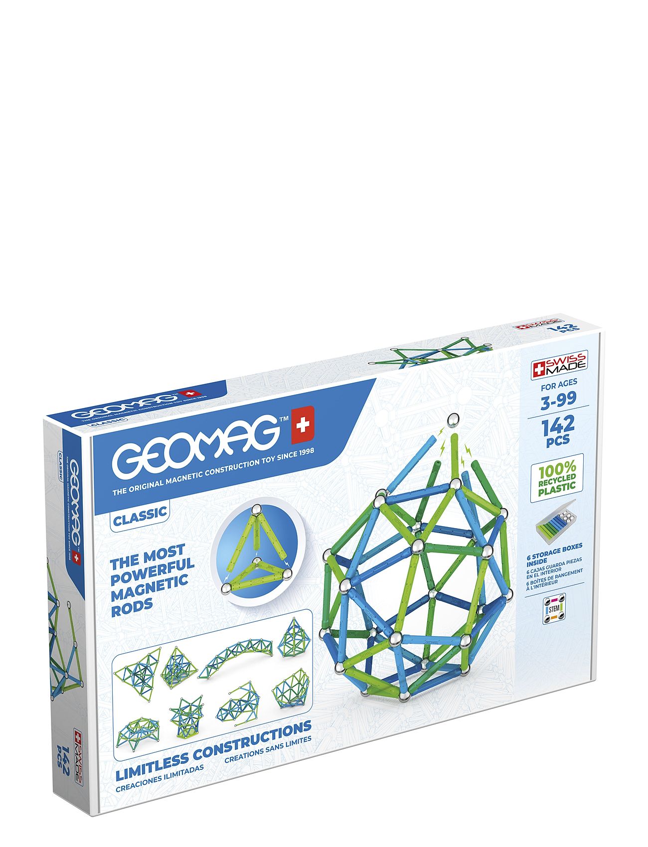 Geomag Classic Recycled 142 Pcs Toys Experiments And Science Multi/patterned Geomag