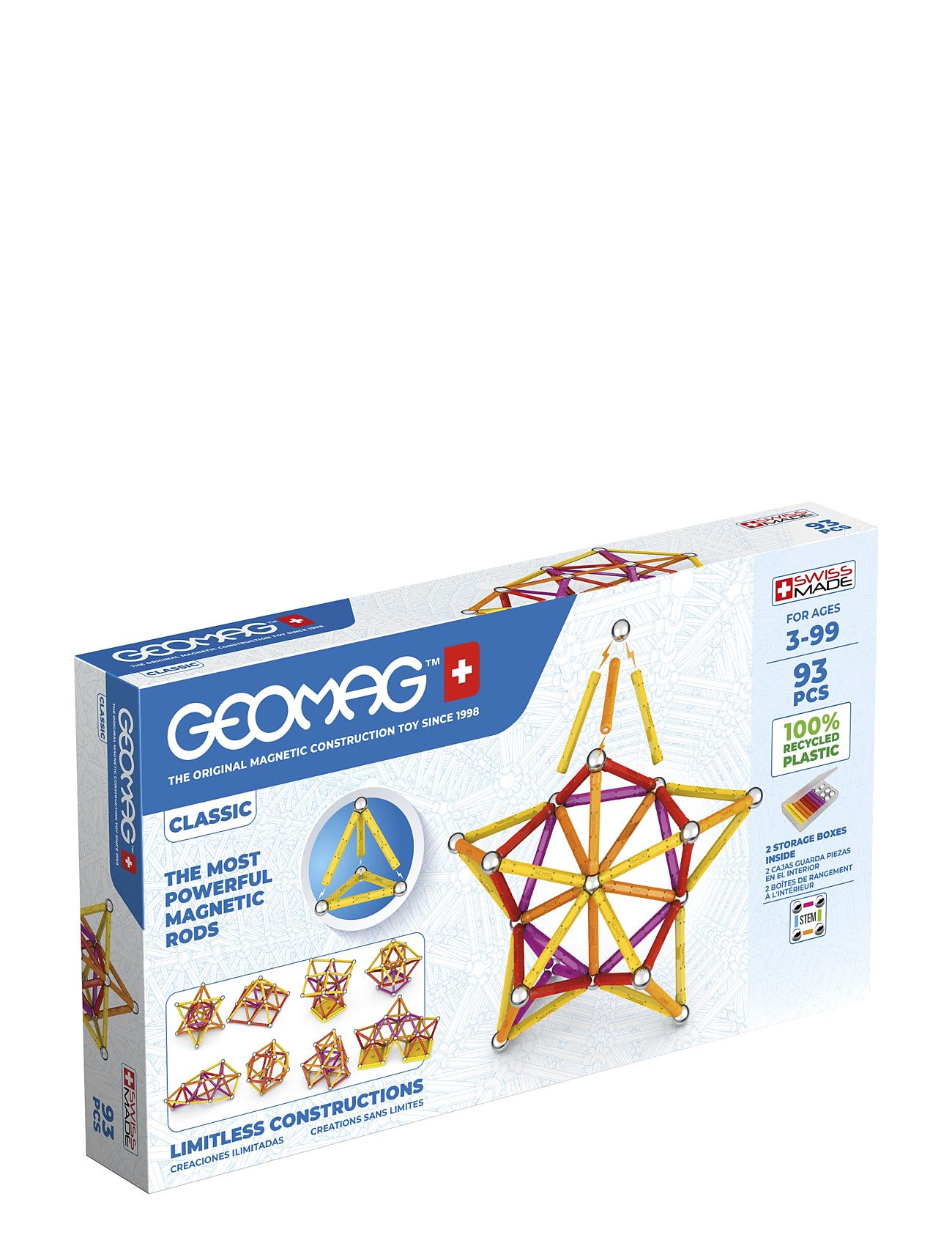 Geomag Classic Recycled 93 Pcs Toys Building Sets & Blocks Building Sets Multi/patterned Geomag