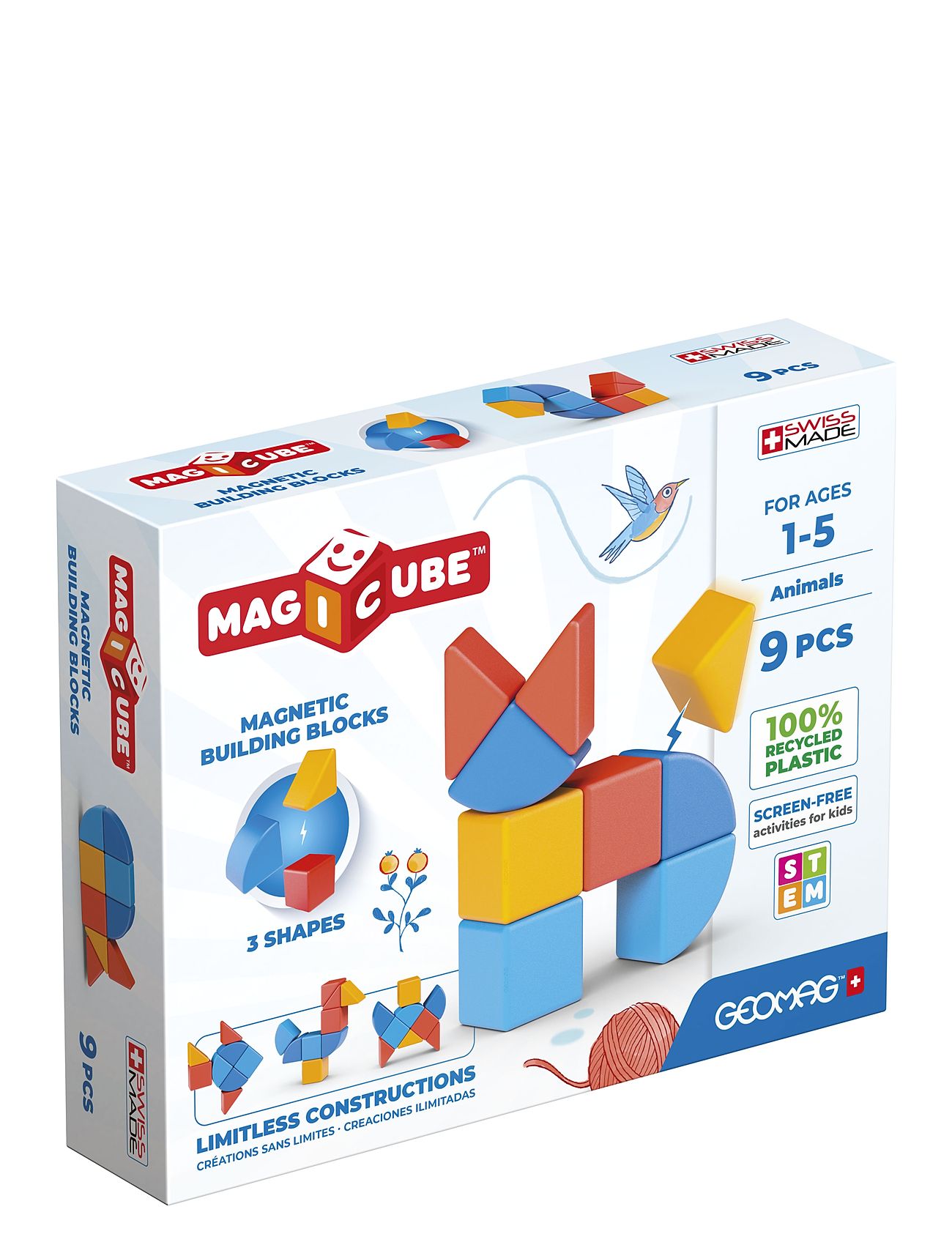 Geomag Magicube Shapes Animals Recycled 9 Pcs Toys Building Sets & Blocks Building Blocks Multi/patterned Geomag