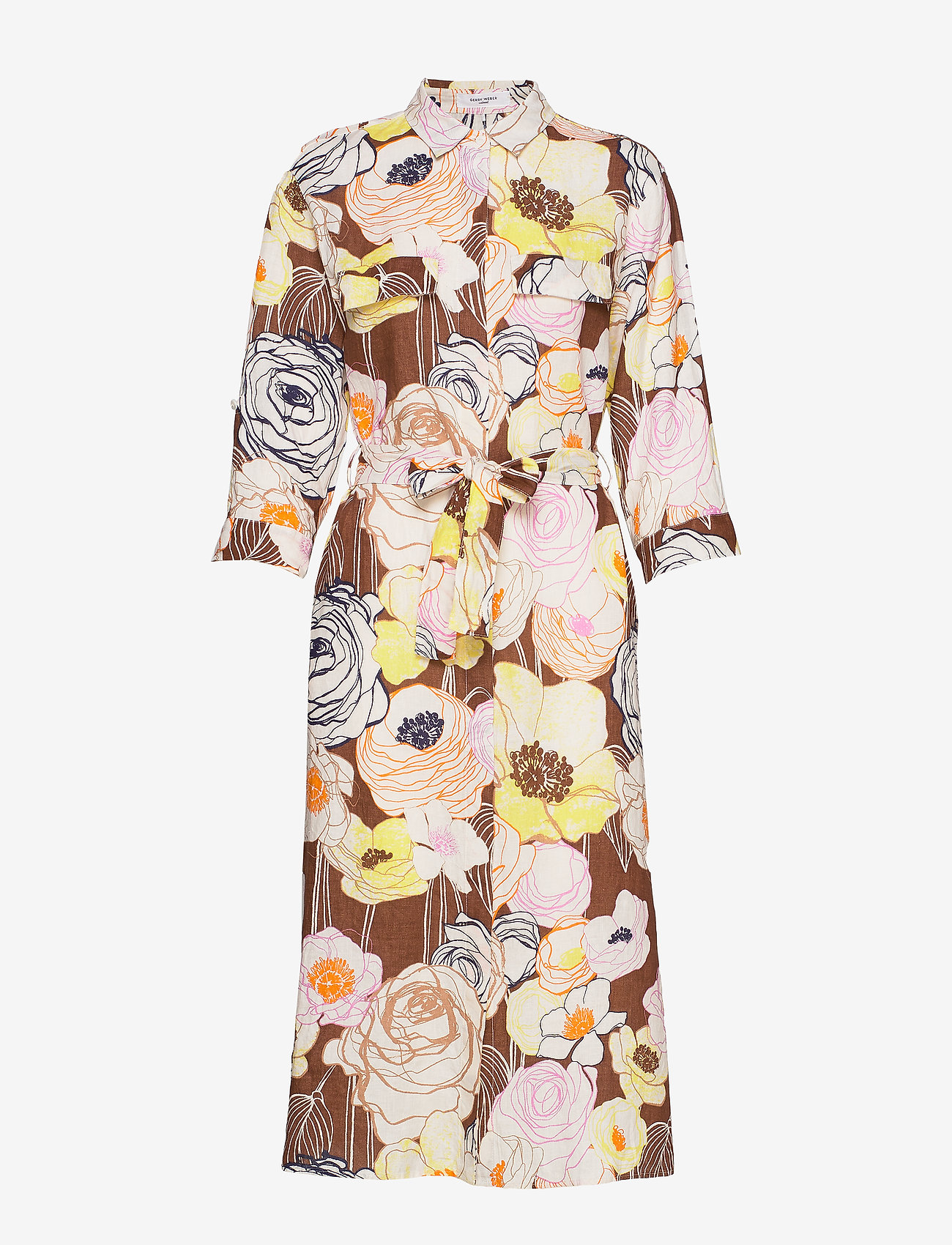 Dress Woven Fabric Brown Yellow Print 65 Gerry Weber Edition Boozt Com