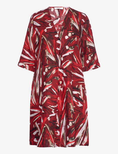 DRESS WOVEN - midi kjoler - dark cherry/red/ecru/print