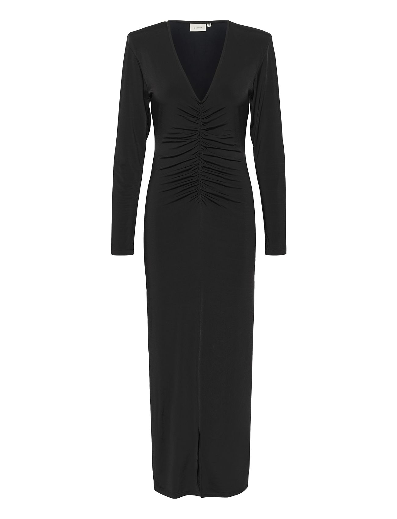 Oda Ls Long Slit Dress Maxikjole Festkjole Black Gestuz