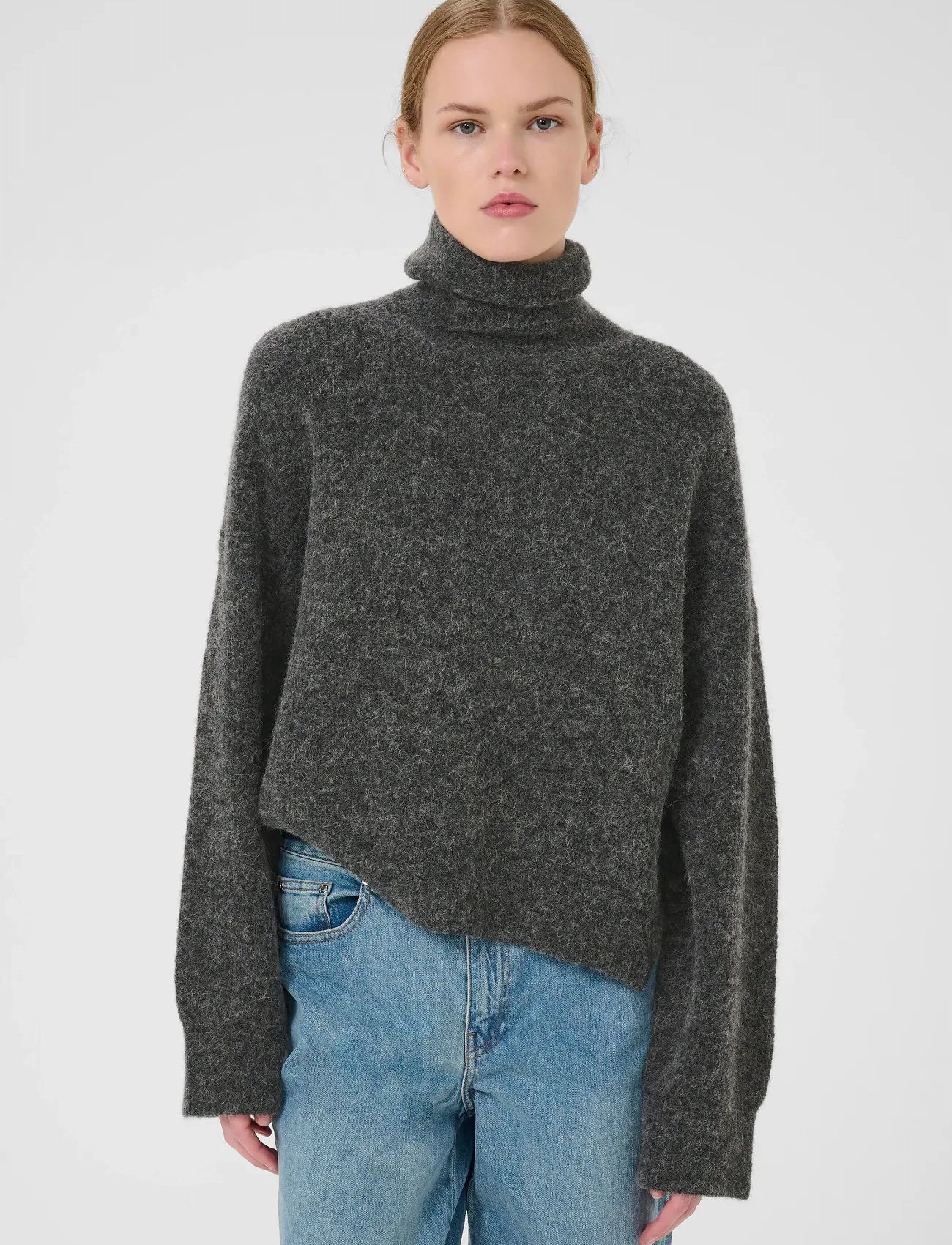 Gestuz Alphagz Rollneck Noos, M, Grey, Strik > Rullekrave, Dame